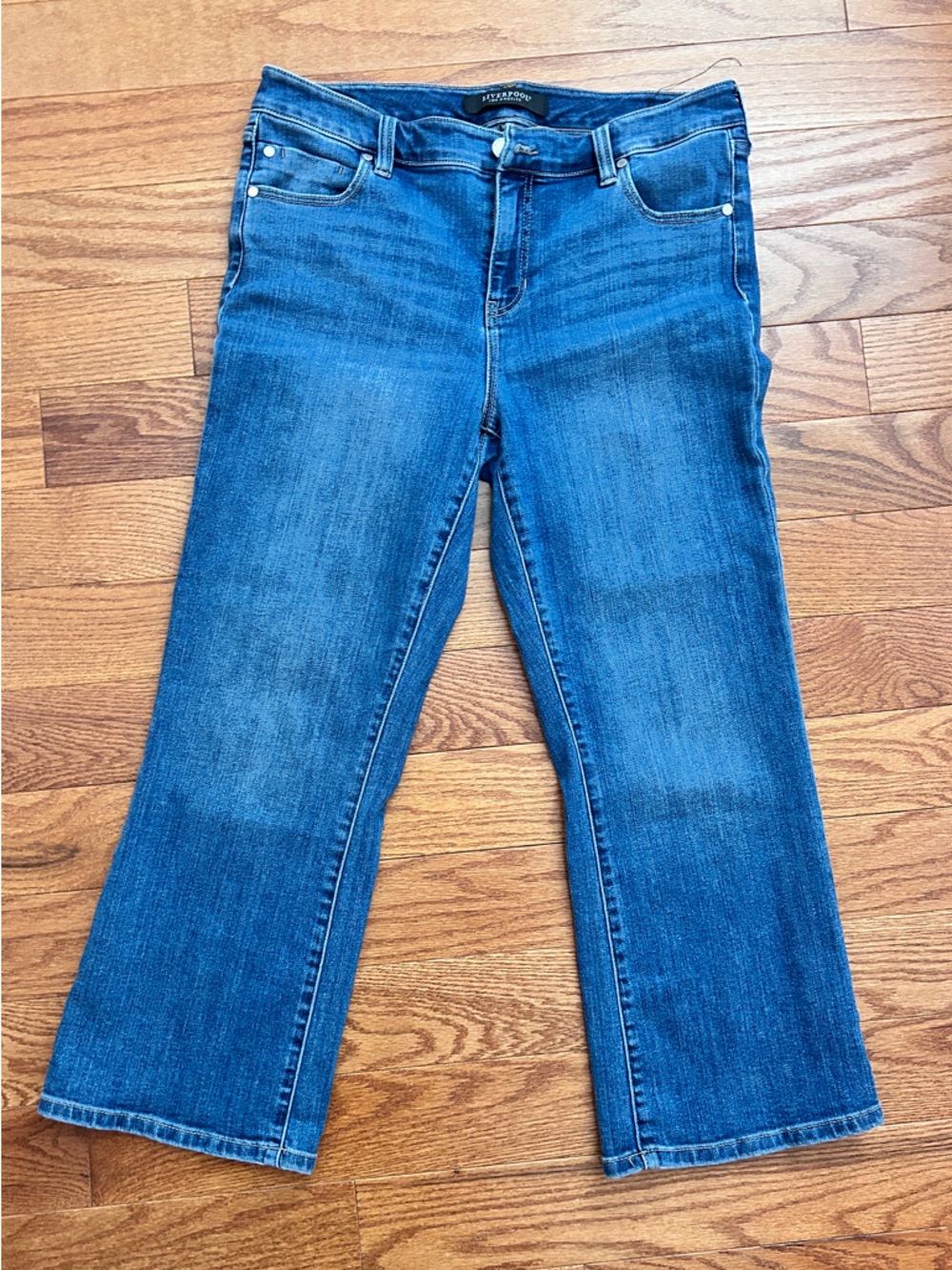 Liverpool Hannah Crop Flare Jeans Medium Blue